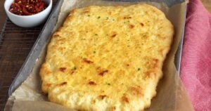 Golden Cottage Cheese Flatbread Fresh from Oven