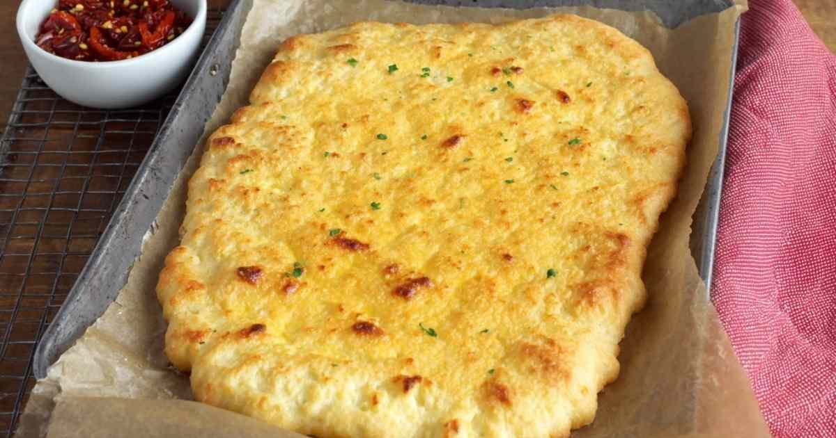 Golden Cottage Cheese Flatbread Fresh from Oven
