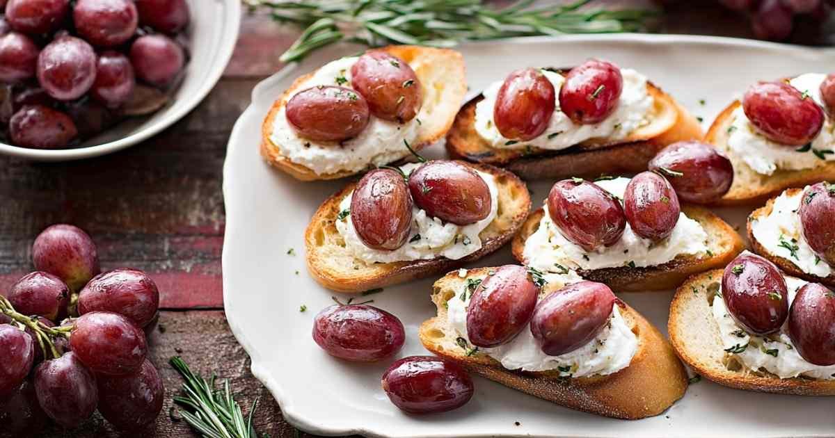 Roasted Grape Goat Cheese Crostini