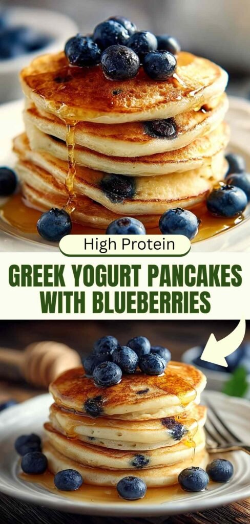 High Protein Greek Yogurt Pancakes with Blueberries - 12g Protein