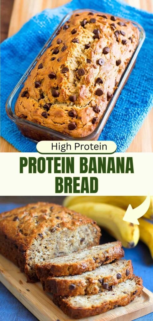 Single slice of protein banana bread topped with almond butter on white plate
