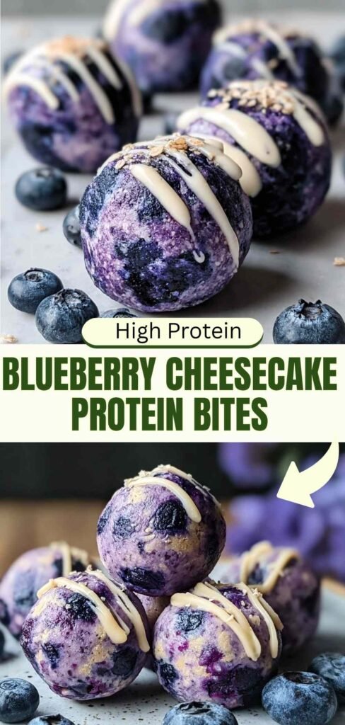 High Protein Blueberry Cheesecake Bites - No-Bake Recipe