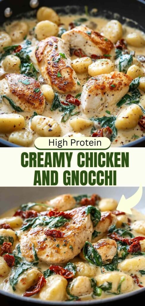 High Protein Creamy Chicken and Gnocchi One Pan Dinner