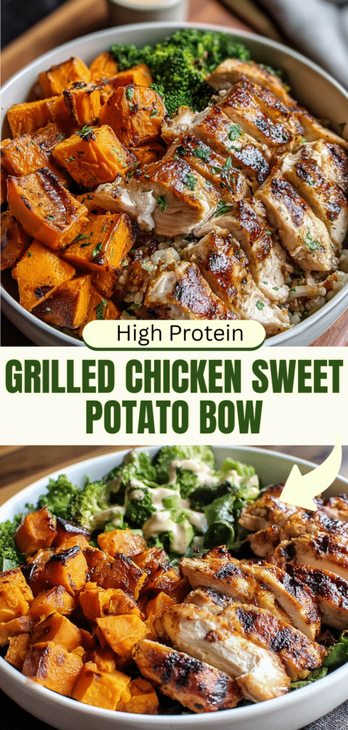 High Protein Grilled Chicken Sweet Potato Bowl 45g Protein Per Serving
