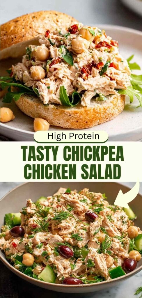High Protein Mediterranean Chickpea Chicken Salad