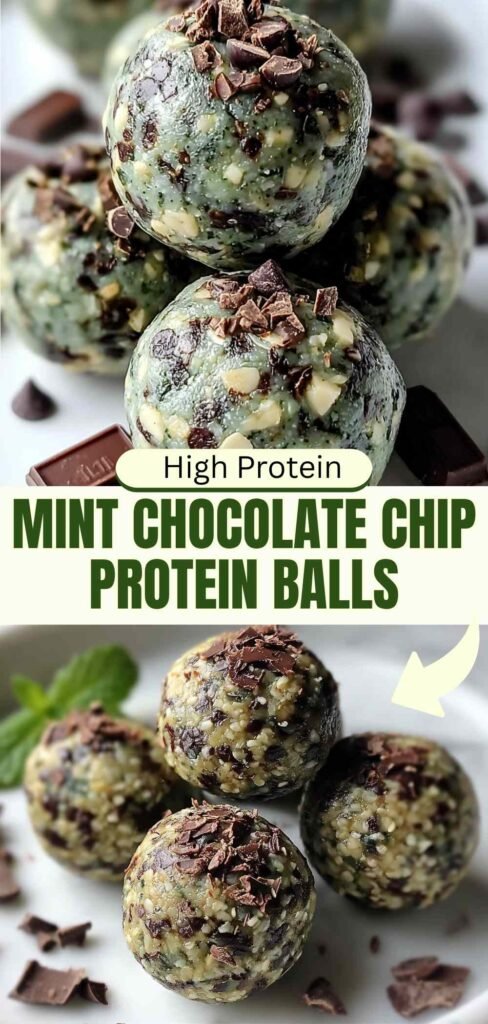 High Protein Mint Chocolate Chip Protein Balls - No-Bake Recipe