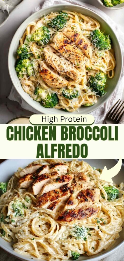 High Protein Skinny Chicken Broccoli Alfredo - 30g+ Protein Per Serving