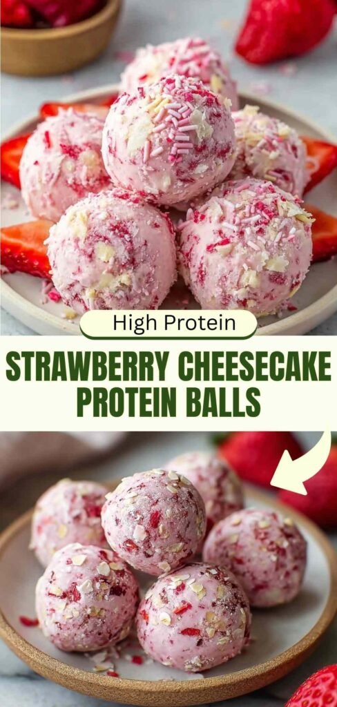 High Protein Strawberry Cheesecake Protein Balls - 6g Protein Per Bite