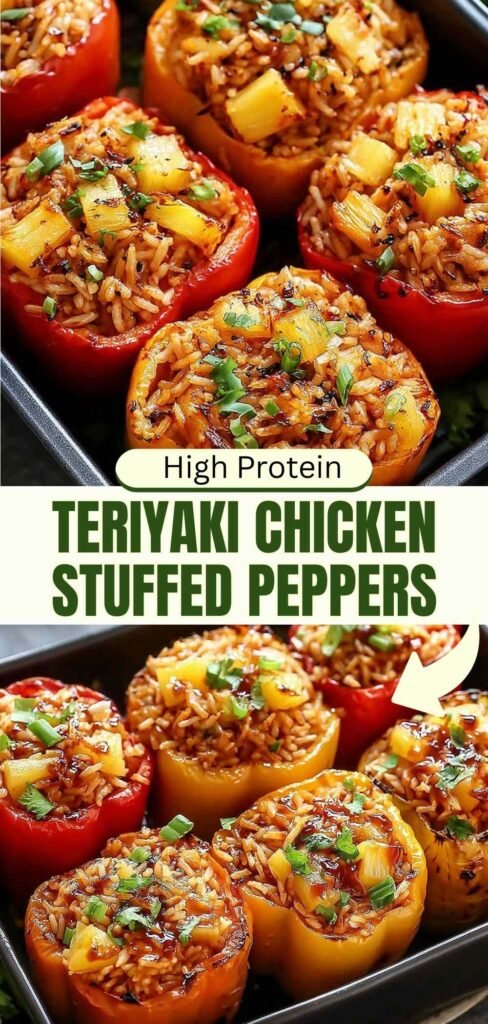 High Protein Teriyaki Chicken Stuffed Peppers - Easy Weeknight 