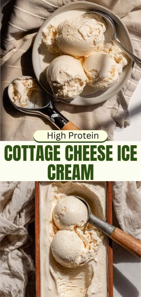 Cottage cheese ice cream with brown butter in pan and vanilla extract