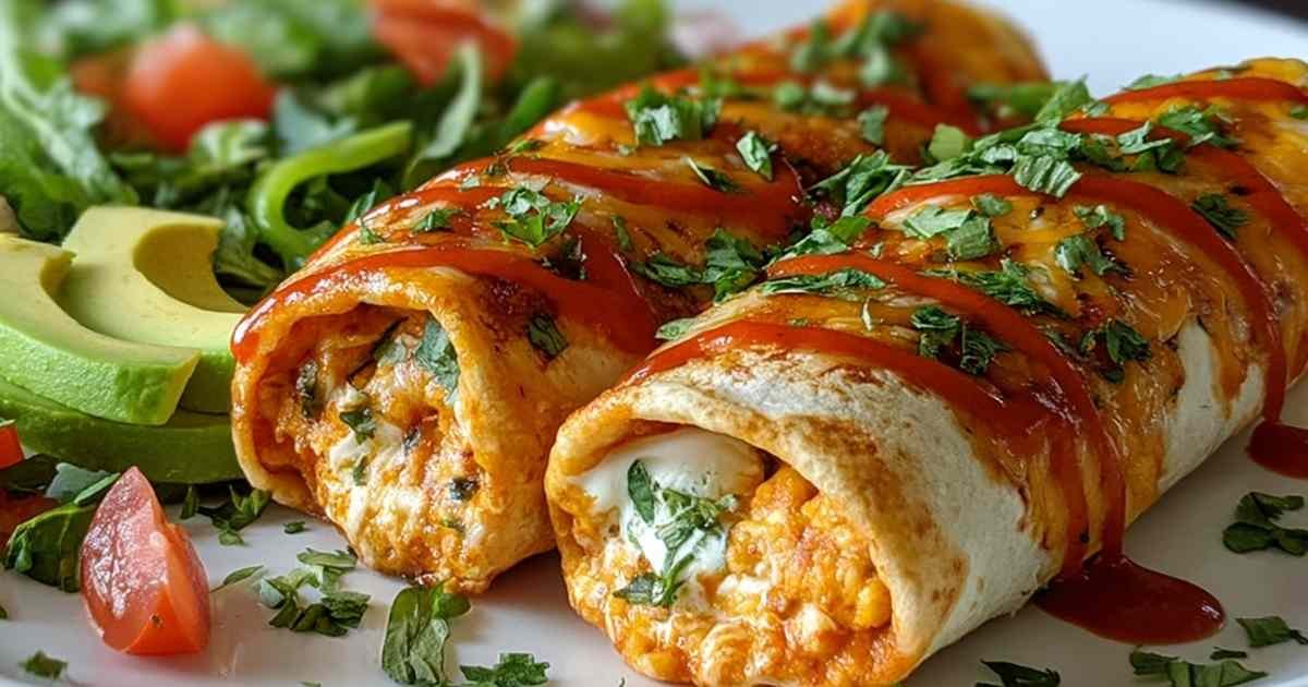 High Protein Low Calorie Cheesy Buffalo Chicken Burritos