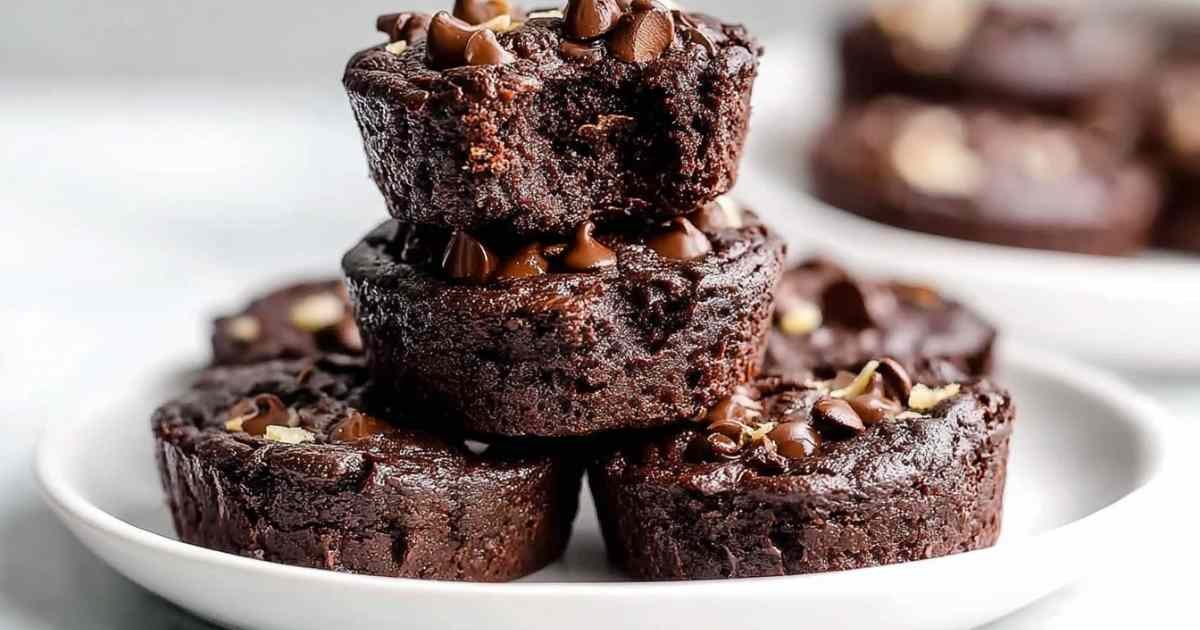 Protein brownie bites cooling in silicone baking cups showing fudgy chocolate texture