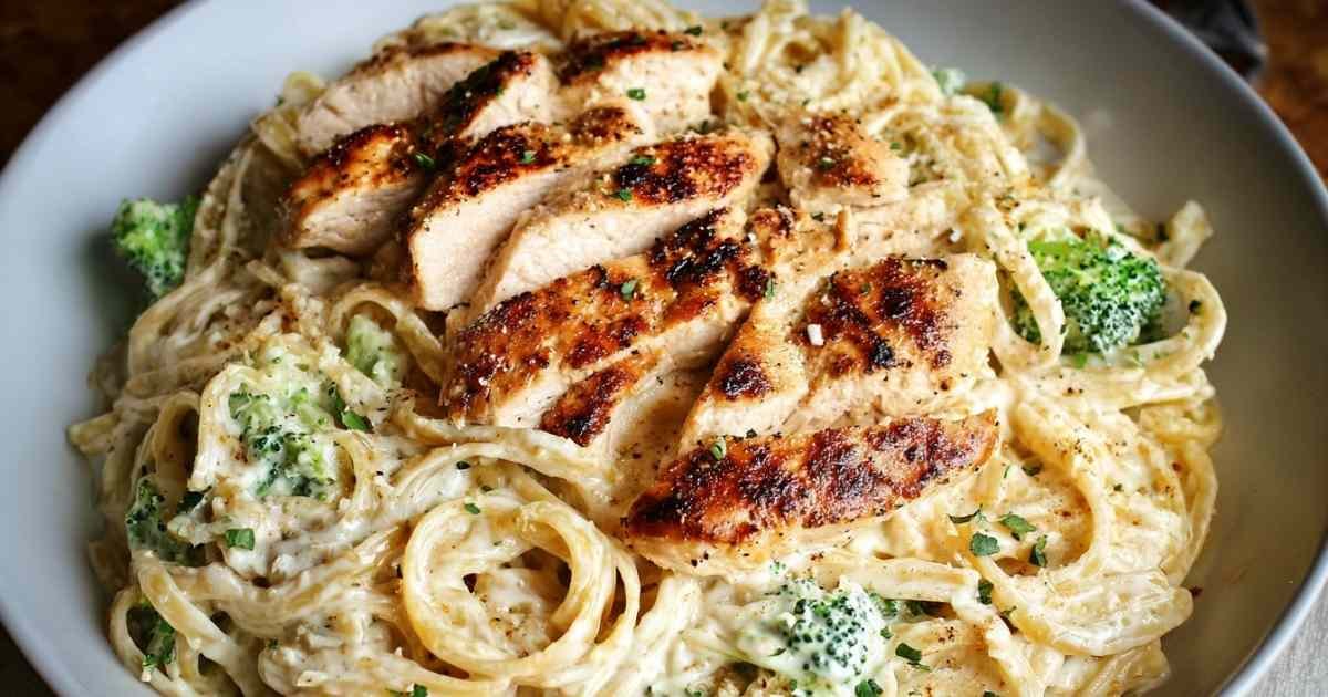 Skinny Chicken Broccoli Alfredo