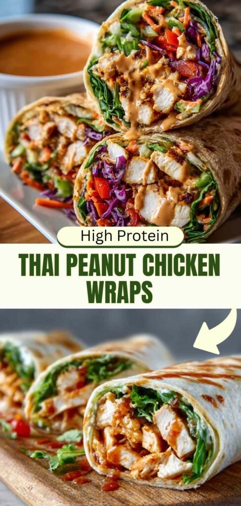 15-Minute Thai Peanut Chicken Wraps - High Protein Dinner Recipe