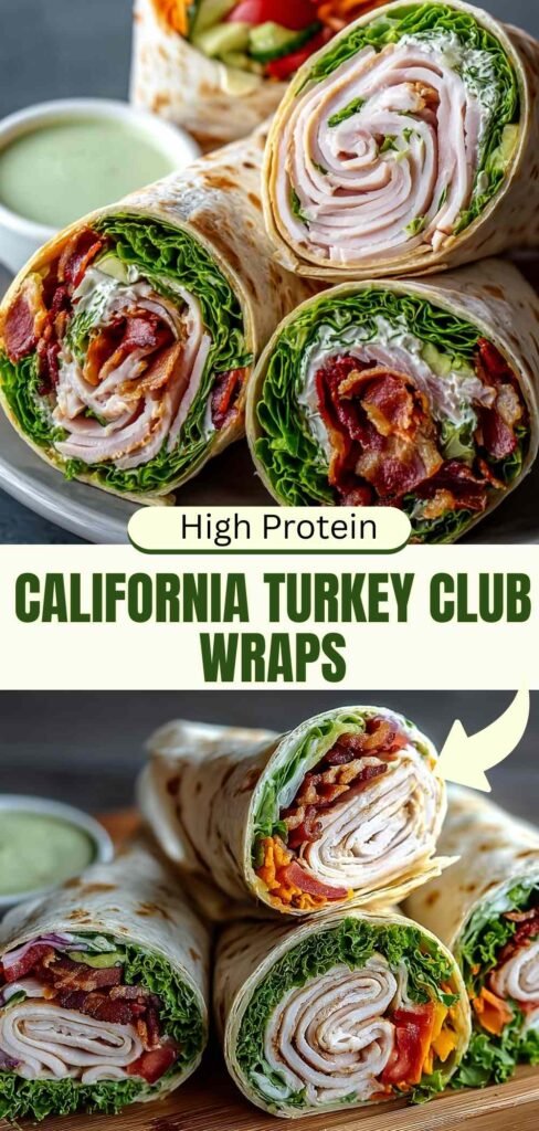 High Protein California Turkey Club Wraps (25g Protein!)