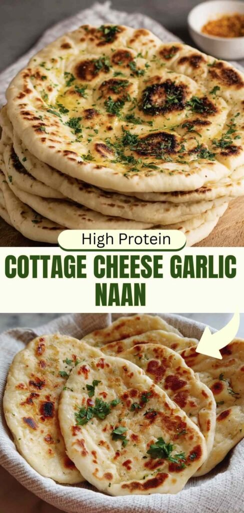 High Protein Cottage Cheese Garlic Naan Recipe (8g Protein, No Yeast!)