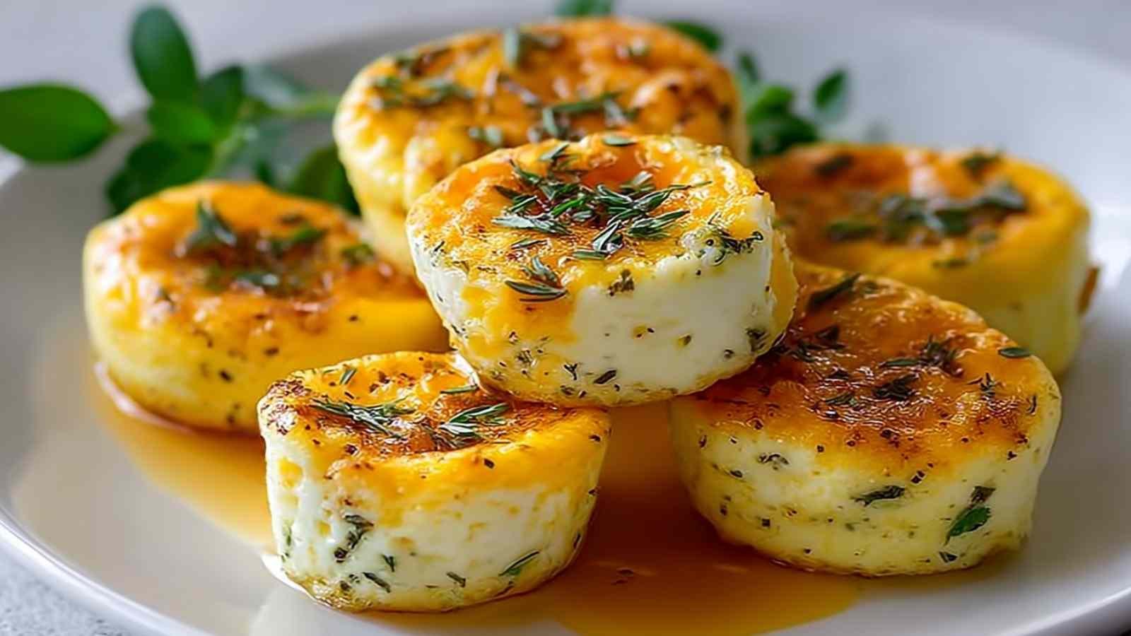 Cottage cheese egg bites baking in silicone muffin tray showing golden tops