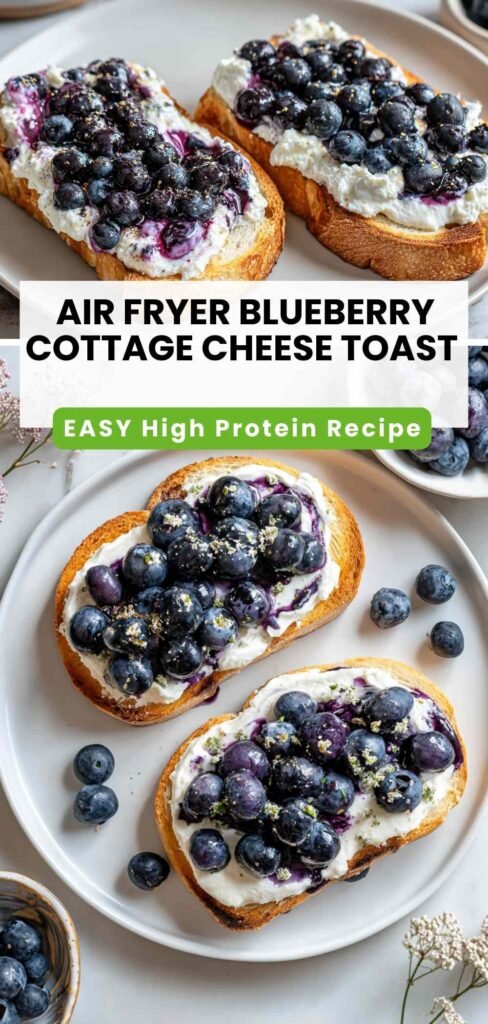 High Protein Air Fryer Blueberry Cottage Cheese Toast - 20g+ Protein Breakfast