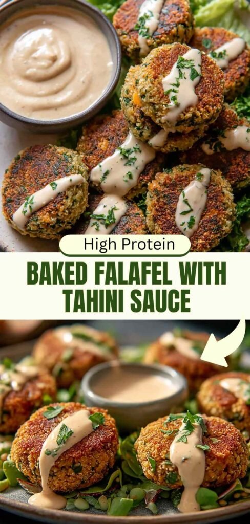 High Protein Baked Falafel with Tahini Sauce Recipe