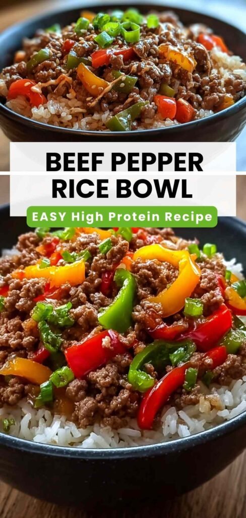 High Protein Beef Pepper Rice Bowl Recipe