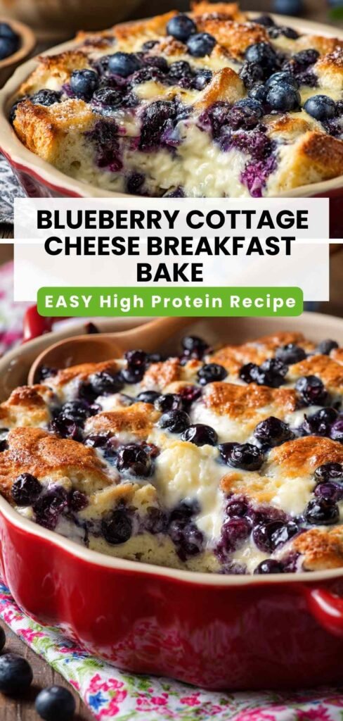 High Protein Blueberry Cottage Cheese Breakfast Bake Recipe (20g+ Protein)
