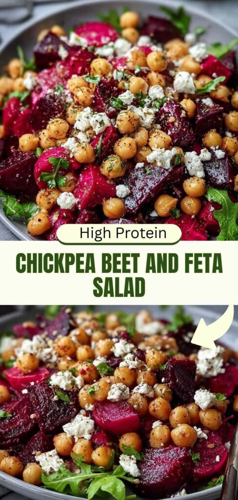 High Protein Chickpea Beet and Feta Salad Recipe Easy Mediterranean Meal Prep