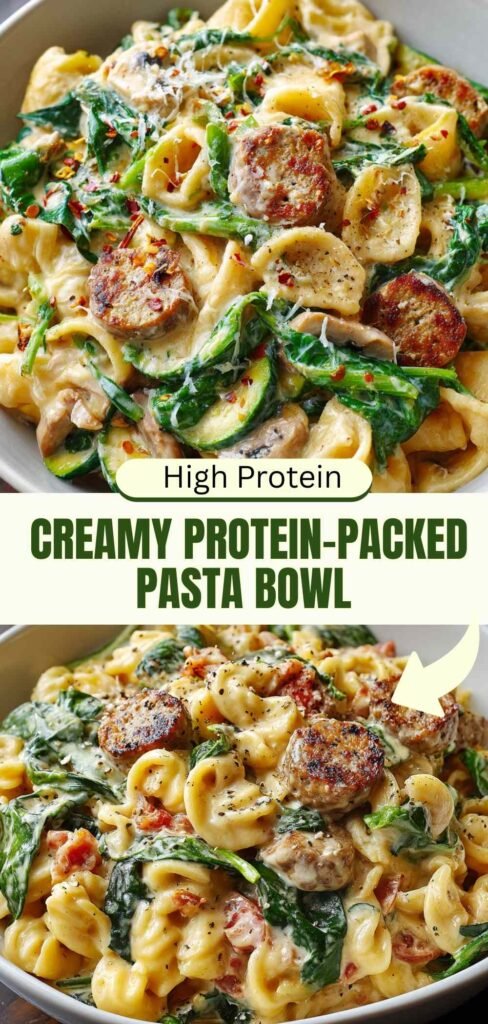 High Protein Creamy Pasta Bowl Recipe 30g Protein Per Serving