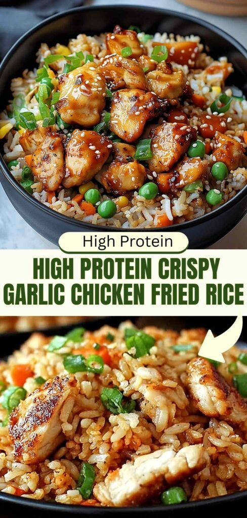 High Protein Crispy Garlic Chicken Fried Rice (38g Protein!)