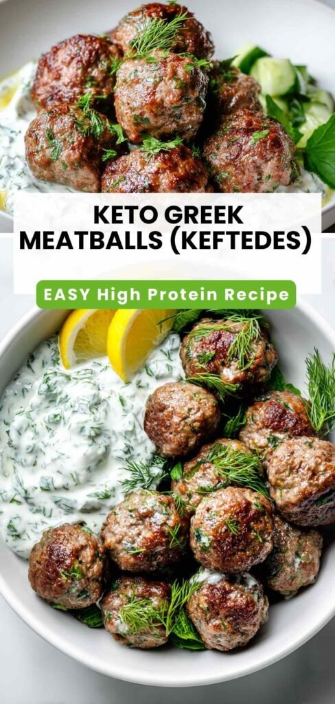 High Protein Keto Greek Meatballs