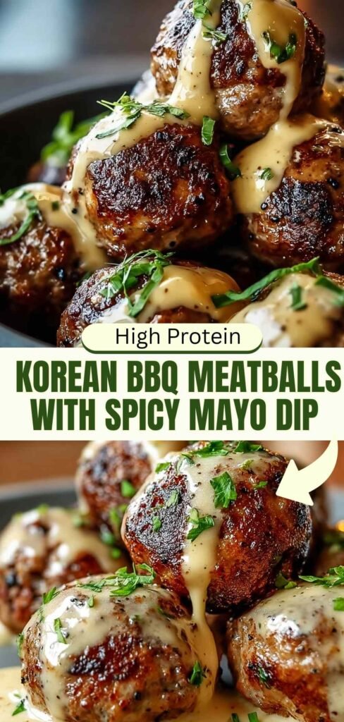 High Protein Korean BBQ Meatballs with Spicy Mayo (25g Protein!)