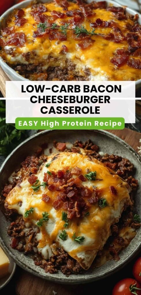 High Protein Low Carb Bacon Cheeseburger Casserole