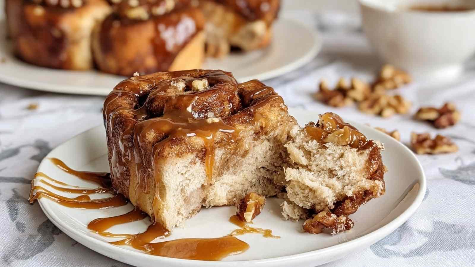High protein no sugar monkey bread with cinnamon coating fresh from oven in loaf pan