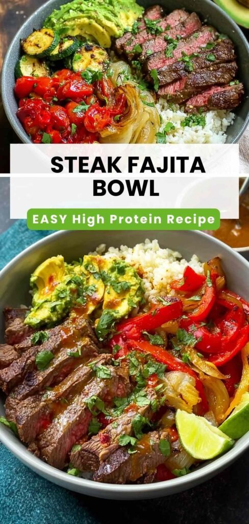 High Protein Steak Fajita Bowl Recipe 30g Protein Per Serving 1