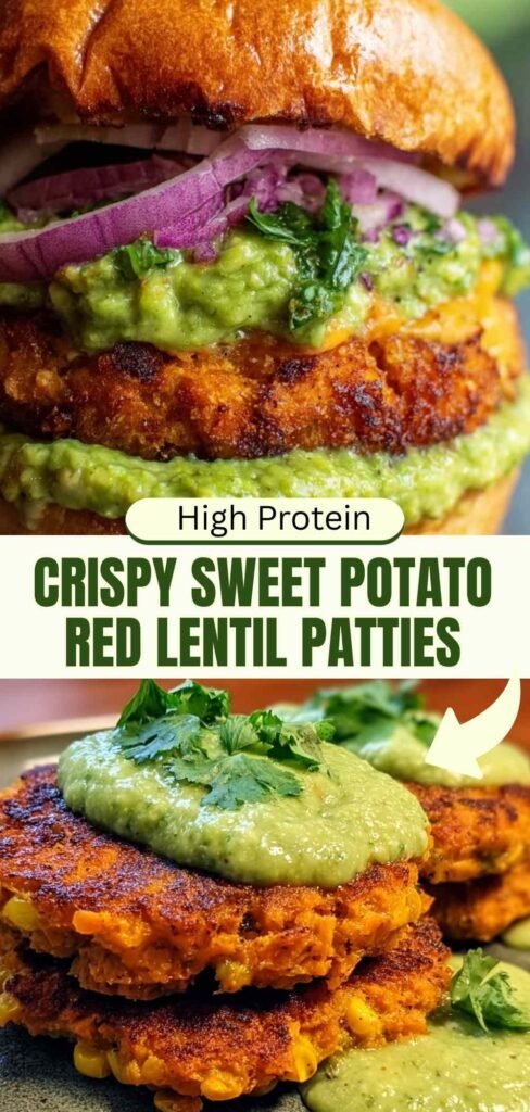 High Protein Sweet Potato Lentil Patties - Crispy & Delicious!