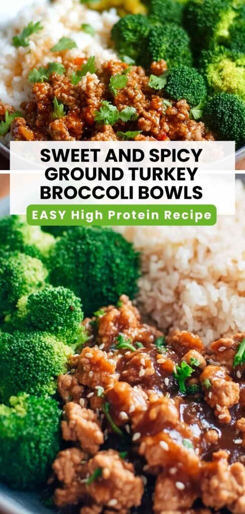 High Protein Sweet and Spicy Ground Turkey Broccoli Bowls 25g Protein