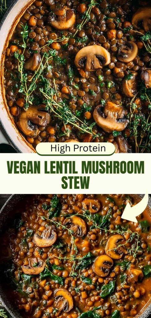 High Protein Vegan Lentil Mushroom Stew Recipe 18g Protein Per Serving