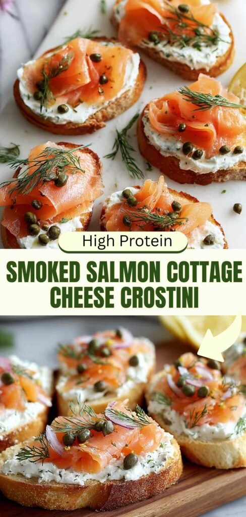 High Protein Smoked Salmon Cottage Cheese Crostini Recipe - 20+ Grams Protein