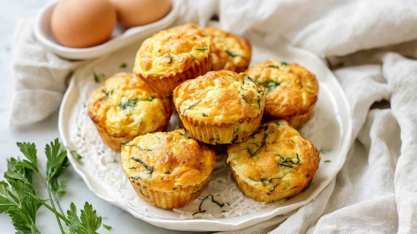 High protein sausage pancake muffins cooling in muffin tin with golden tops