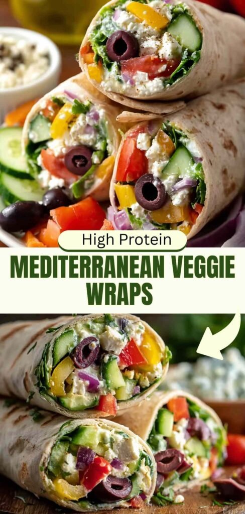 Easy High Protein Mediterranean Veggie Wraps - 15 Minute Recipe