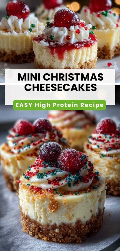 Easy Mini Christmas Cheesecakes - High Protein Holiday Dessert.