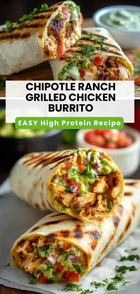 High Protein Chipotle Ranch Grilled Chicken Burrito Recipe
