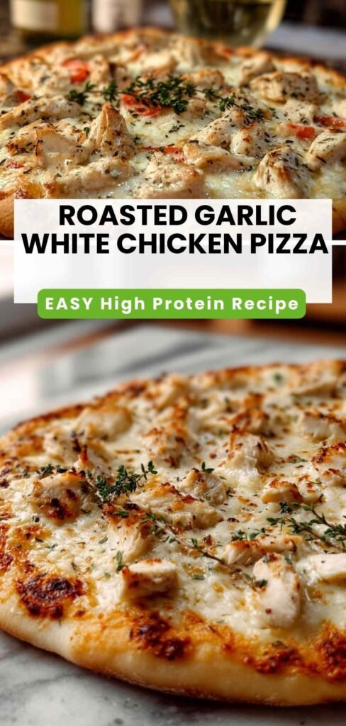 High Protein Roasted Garlic White Chicken Pizza Recipe 35g Protein