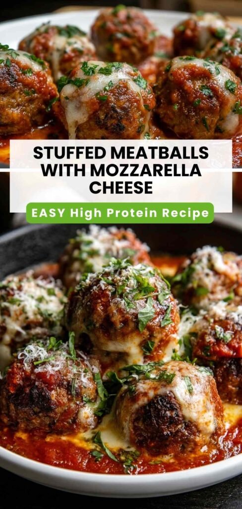 High Protein Stuffed Meatballs with Mozzarella Cheese - Tender & Delicious