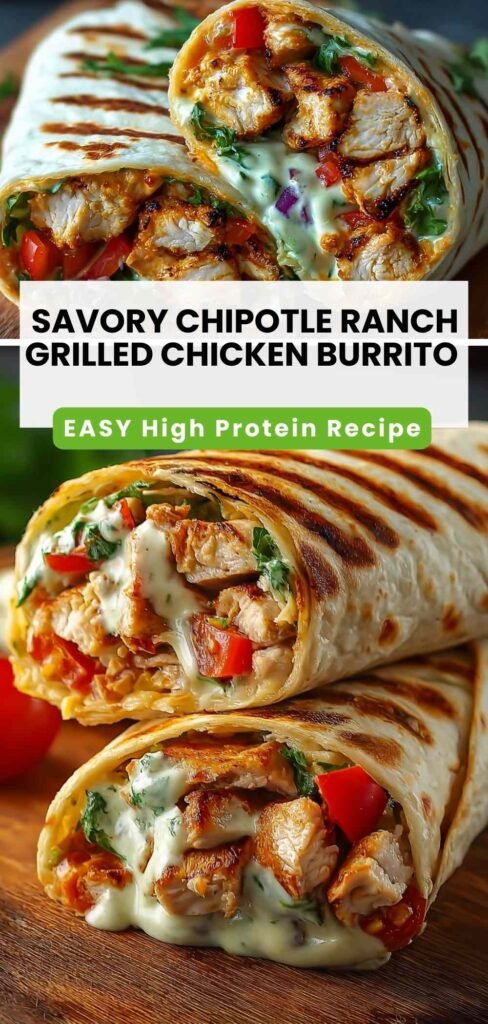 Savory Chipotle Ranch Grilled Chicken Burrito